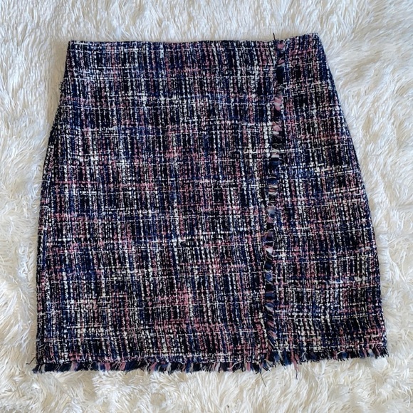 Loft Woven tweed faux wrap skirt - Picture 1 of 7